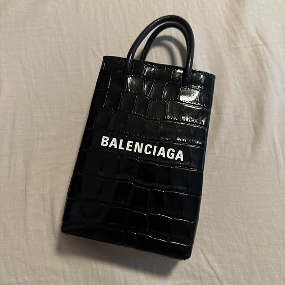 BALENCIAGA SHOPPING PHONE HOLDER CROCODILE EMBOSSED - Picture 8 of 8